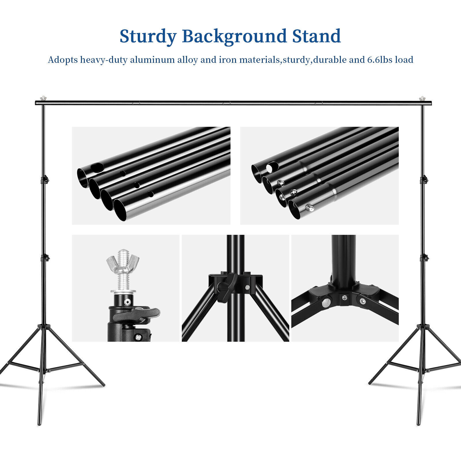 10ft Adjustable Backdrop Support Stand Photography Background Photo Crossbar Kit
