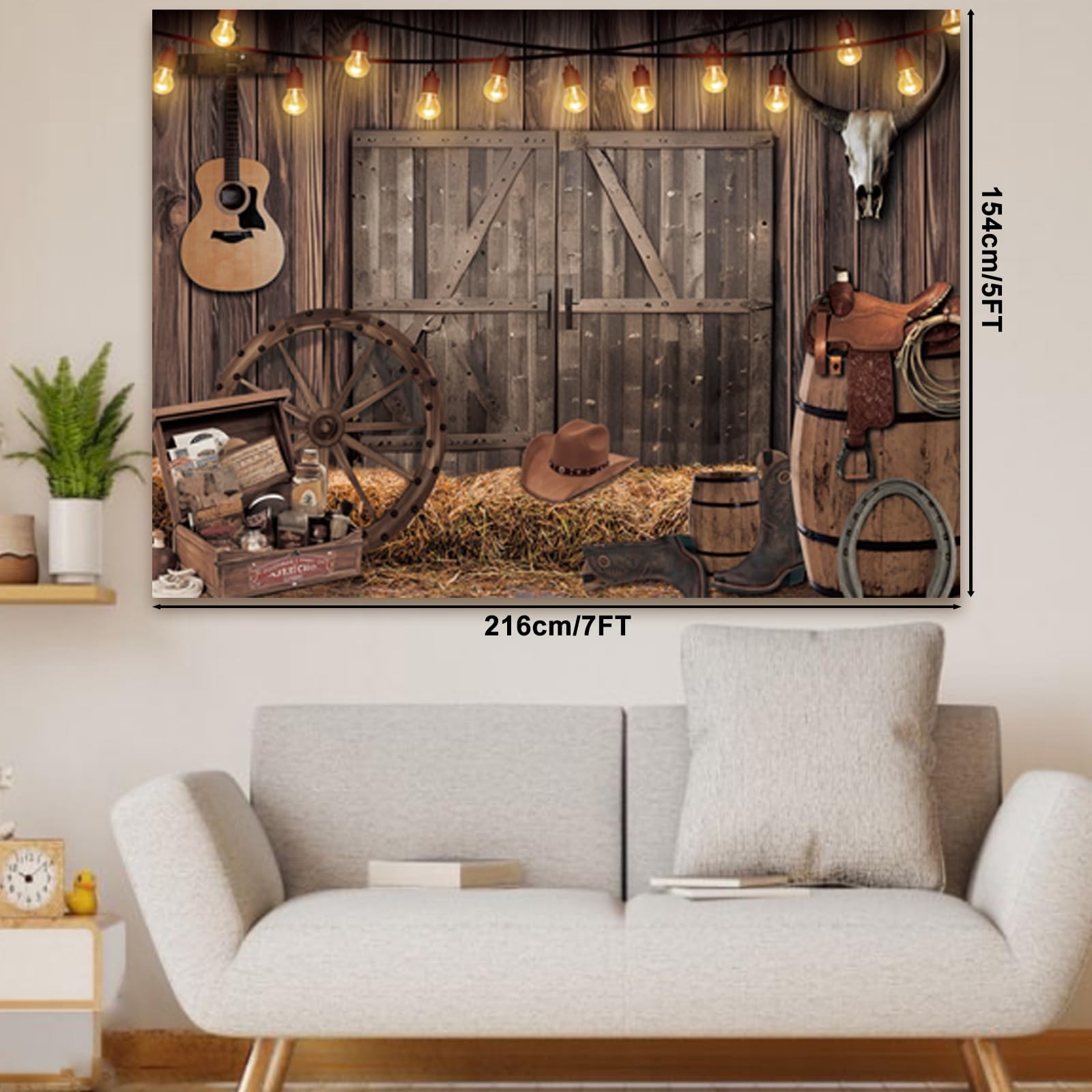OurWarm 7x5FT Western Cowboy Backdrop Party 7 feet x 5 feet, tyle 2