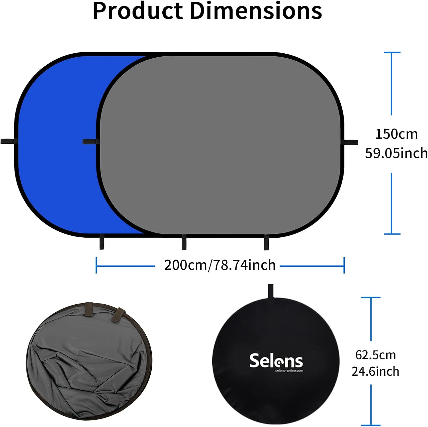 Collapsible Backdrop 59X78.7Inches Pop up Blue Grey Background with Carrying Bag