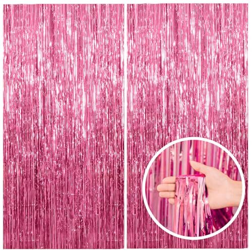 Backdrop Party Decorations Tinsel Curtain Party Backdrop Foil 2 Pack Pink