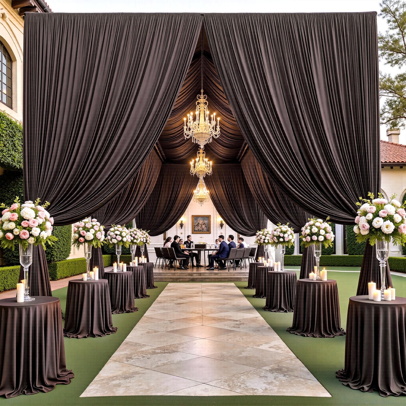 2 Panels 10×15 FT Brown Backdrop Curtain Wrinkle Free Polyester Photo Drapes