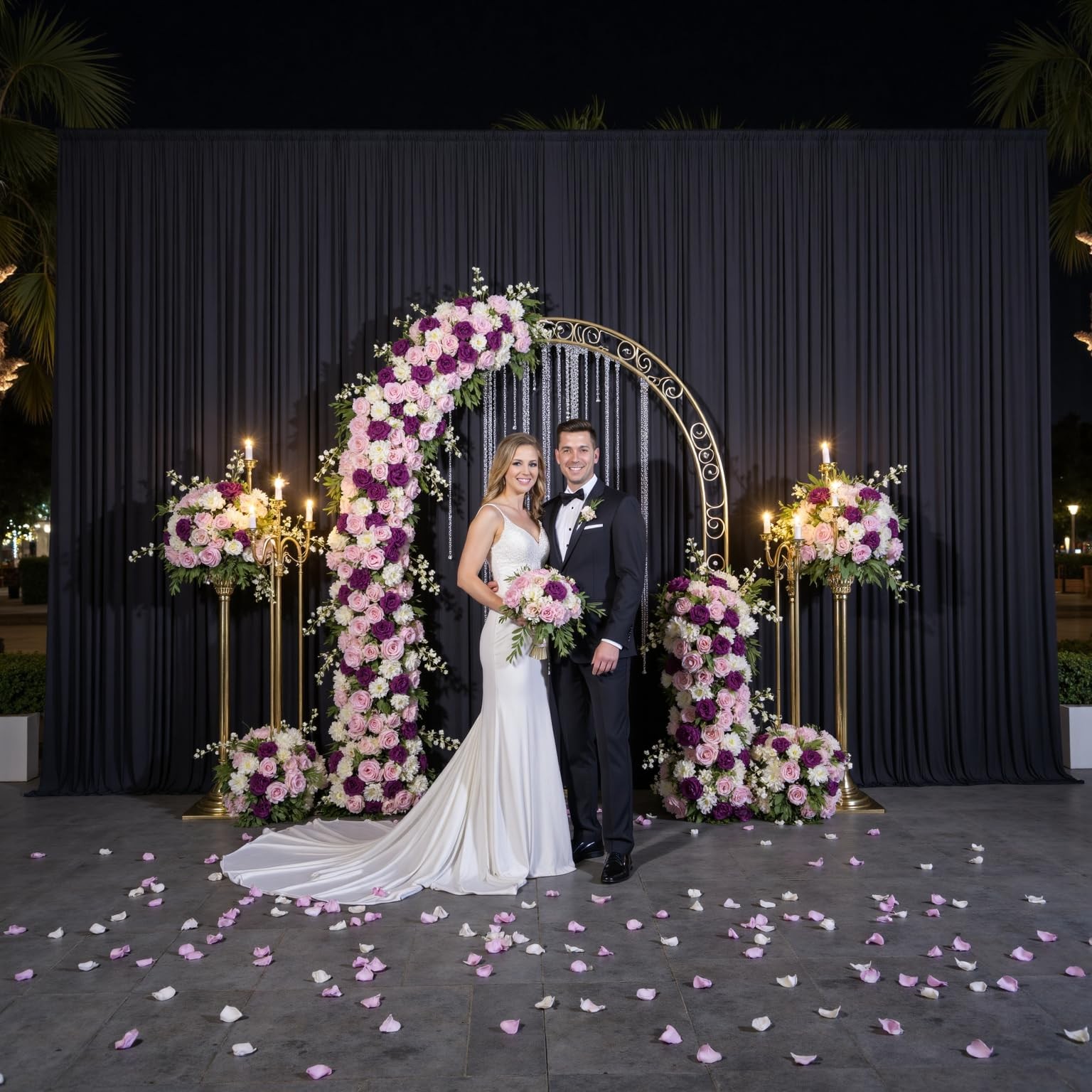 50x16ft Black Backdrop Curtains for Wedding W5′ x H16′(10 panels),