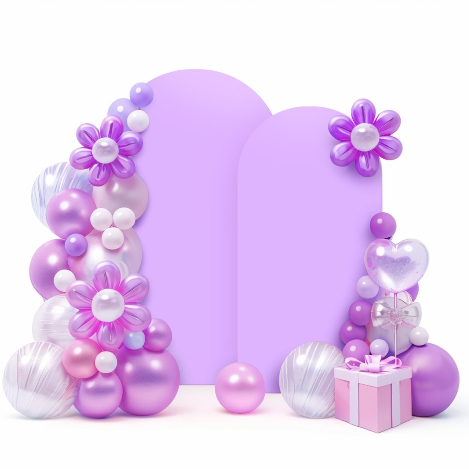 8FT Wedding Arch Cover Set 6.6FT Purple Spandex Backdrop for Events