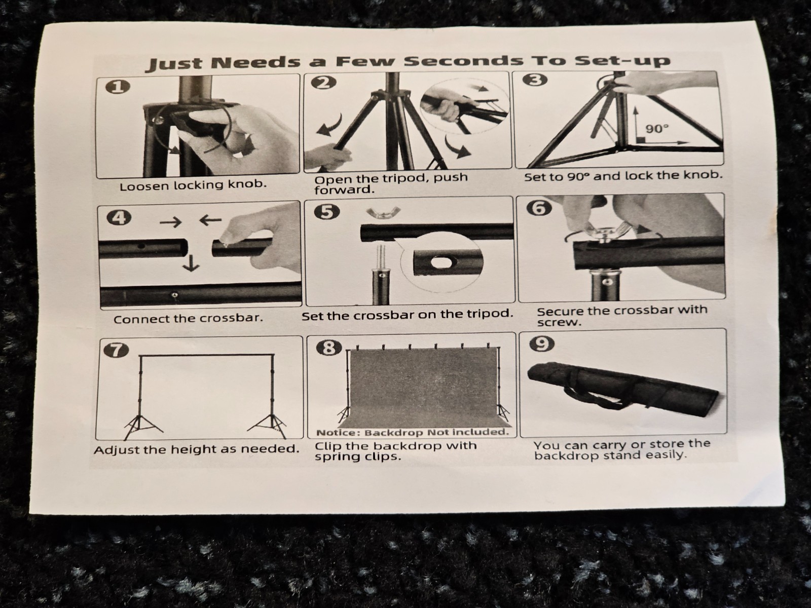 Adjustable Backdrop Stand Background Support System with Carrying Bag + 4 Clamps
