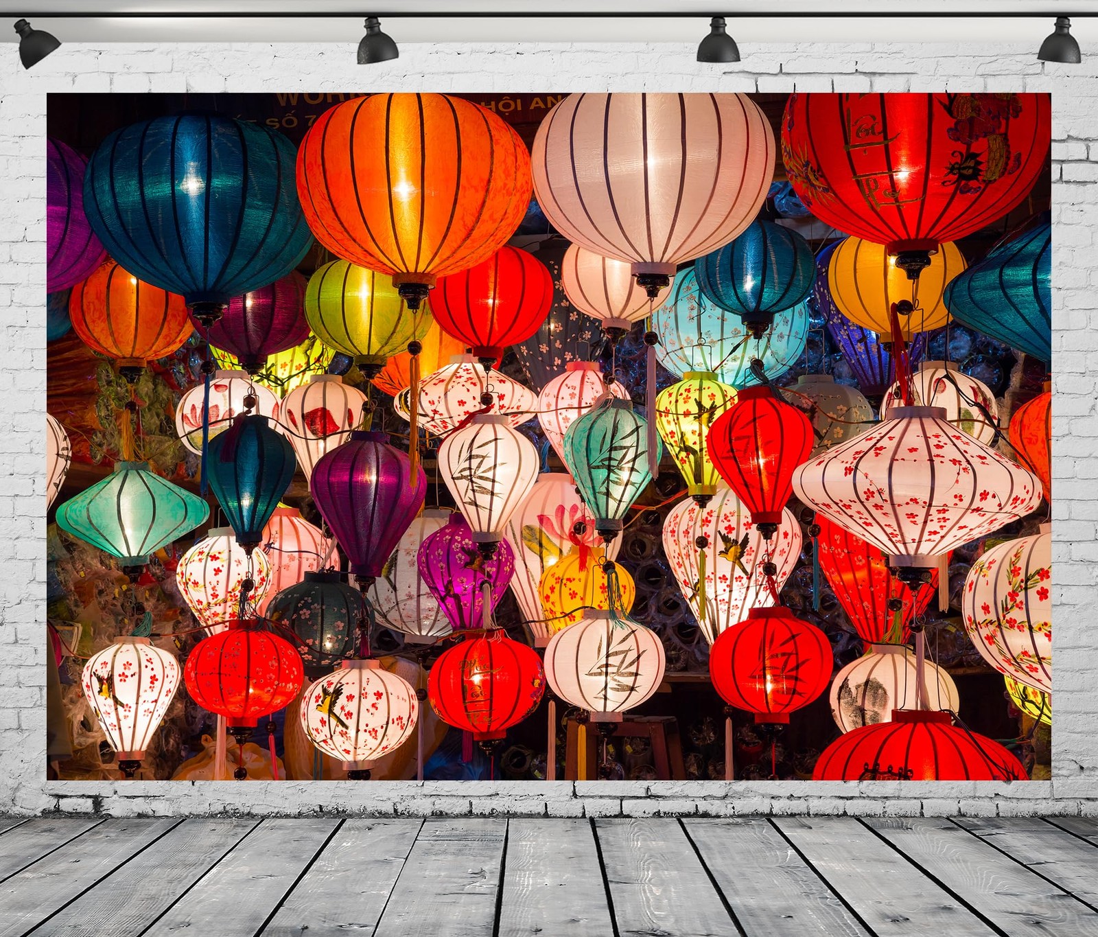 7x5ft Fabric Colorful Lanterns Backdrop Vietnamese New Year Chinese Spring Fe…