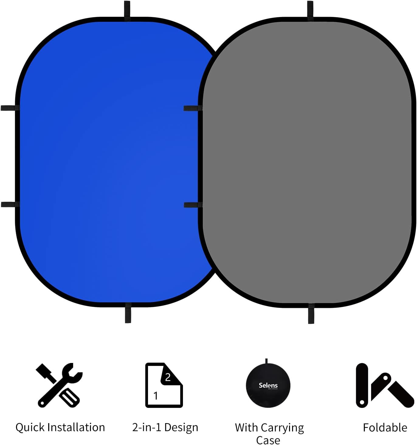 Collapsible Backdrop 59X78.7Inches Pop up Blue Grey Background with Carrying Bag