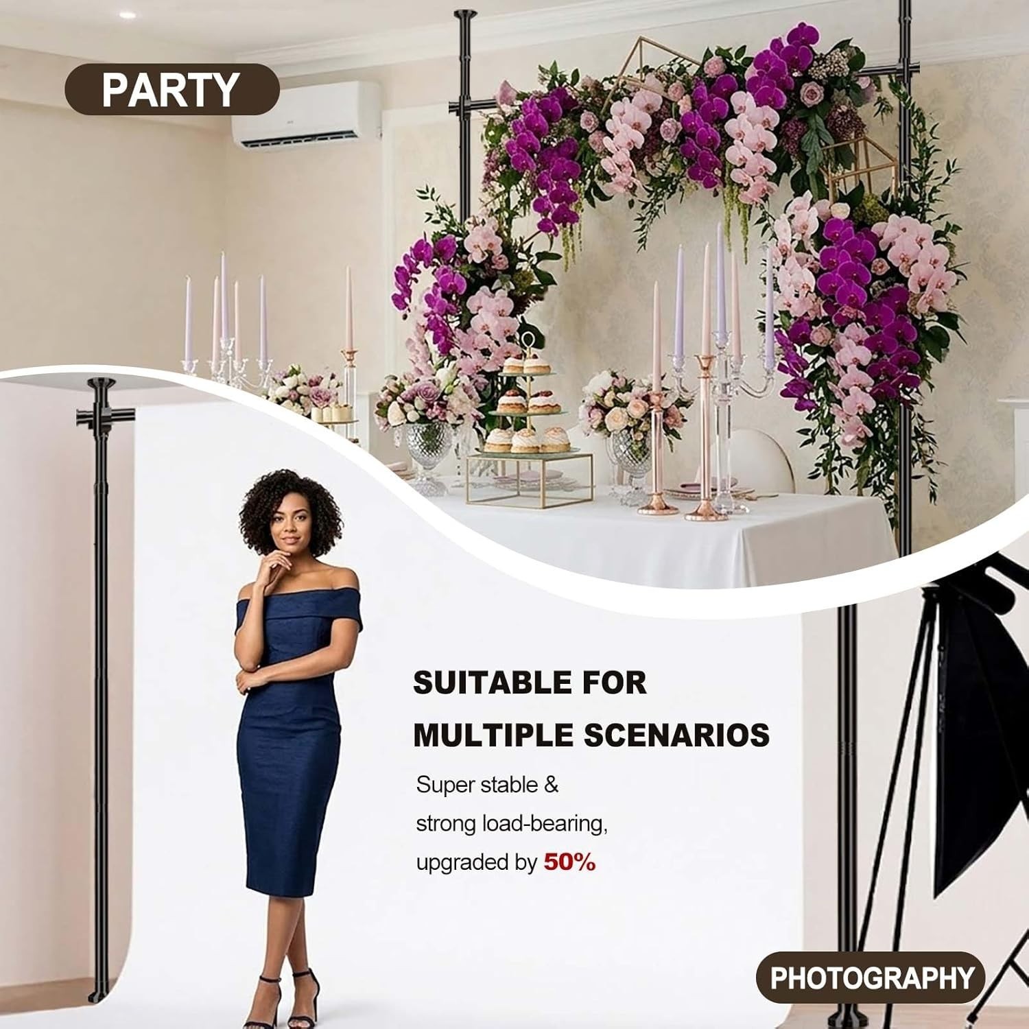 Heavy Duty Photography Backdrop Stand 35-100W 43-120H Adjustable Black