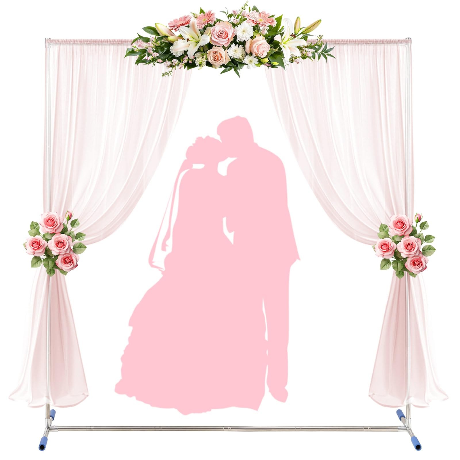 Wedding Arch,7 x 5 FT Metal Arch Backdrop Stand with Support Feet Base,Square…