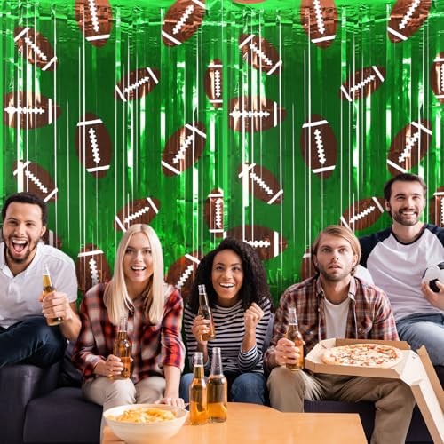 Pack Football Party Decorations Photo Props 3.3×6.6 ft Football Foil Fringe 2