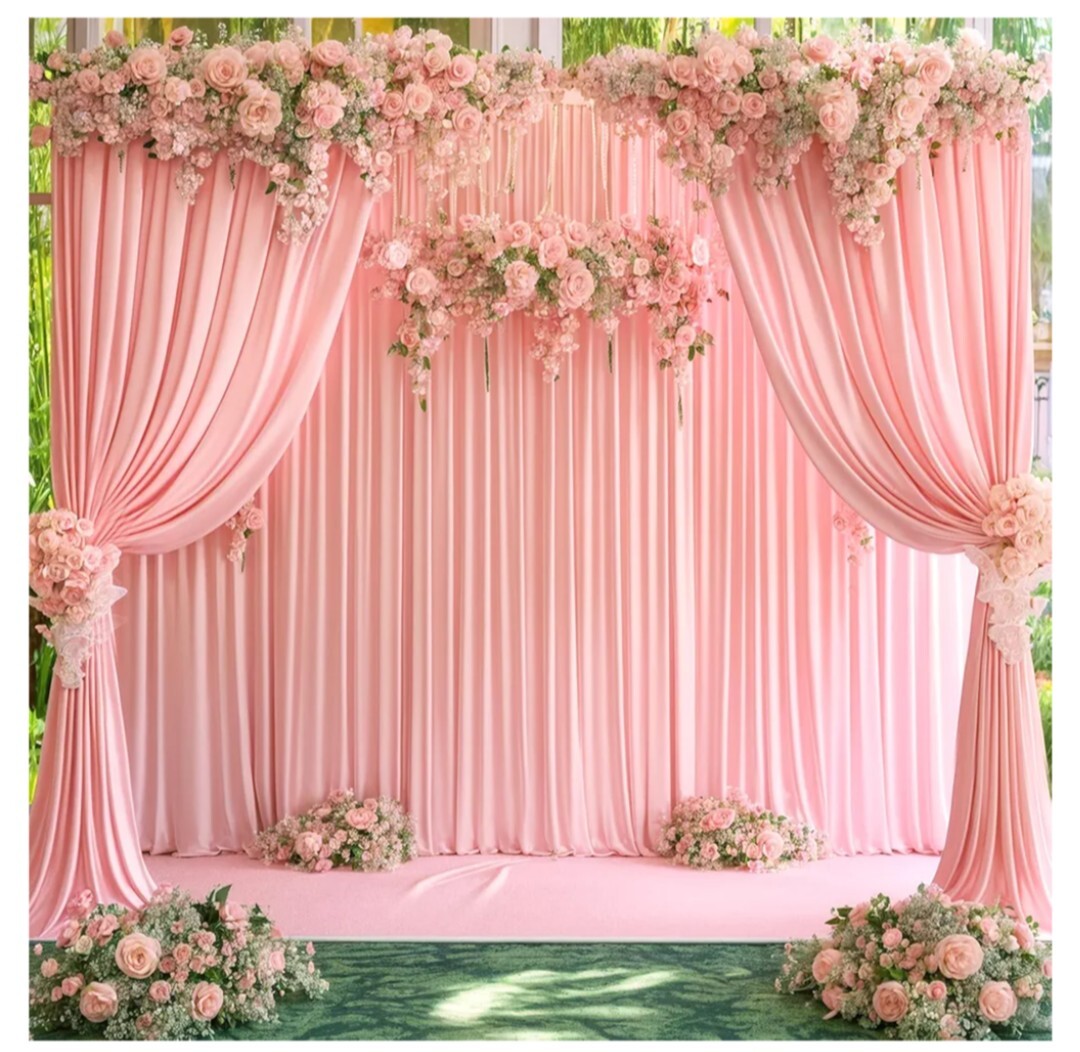 20ft x 15ft Blush Pink Wrinkle Free Backdrop Curtains Wedding Party Backdrop B22