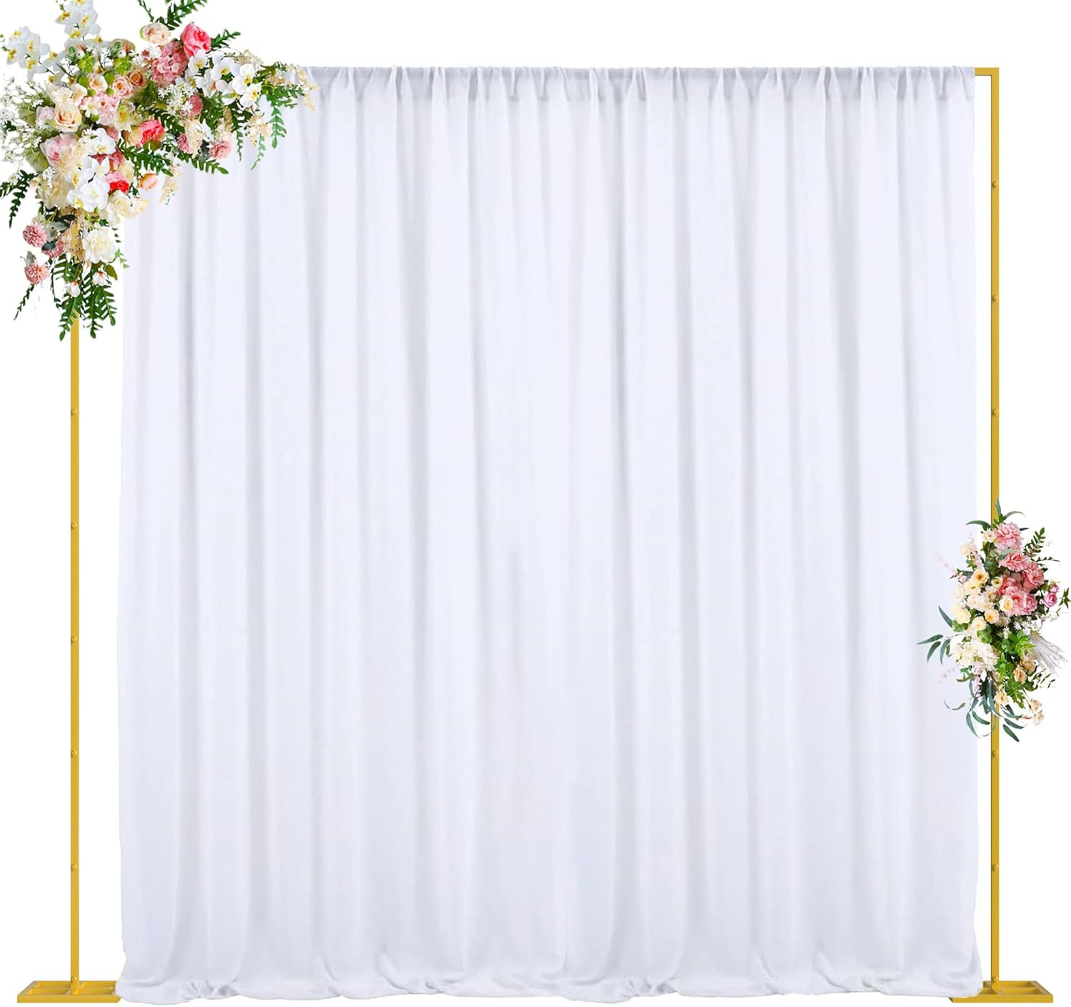 10X10 FT Backdrop Stand Heavy Duty Pipe and Drape Kit, Adjustable Gold Backdrop