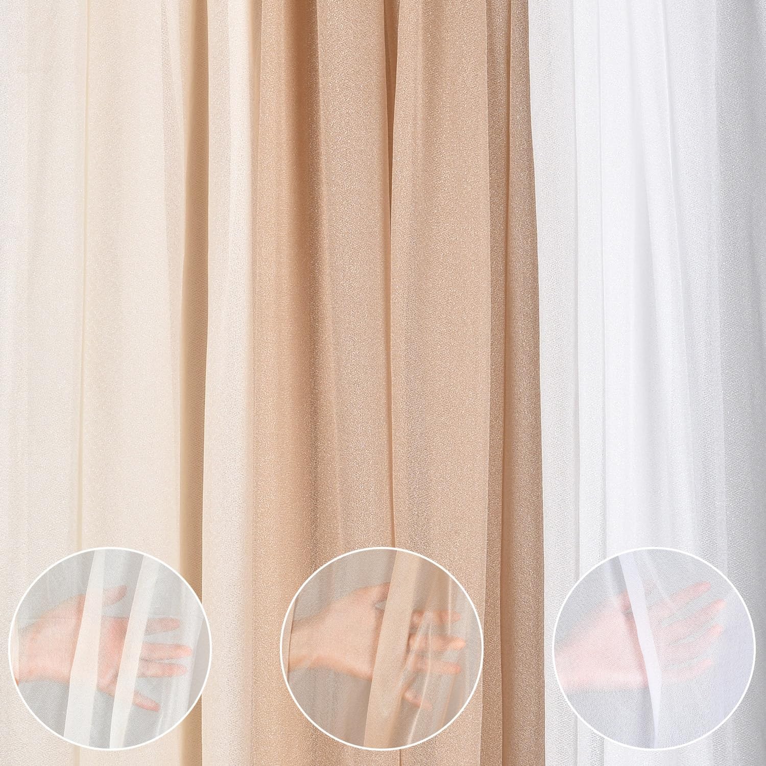 3 Panels Wedding Arch Draping Fabric, 30″ x 20ft Mixed Color Chiffon Fabric D…