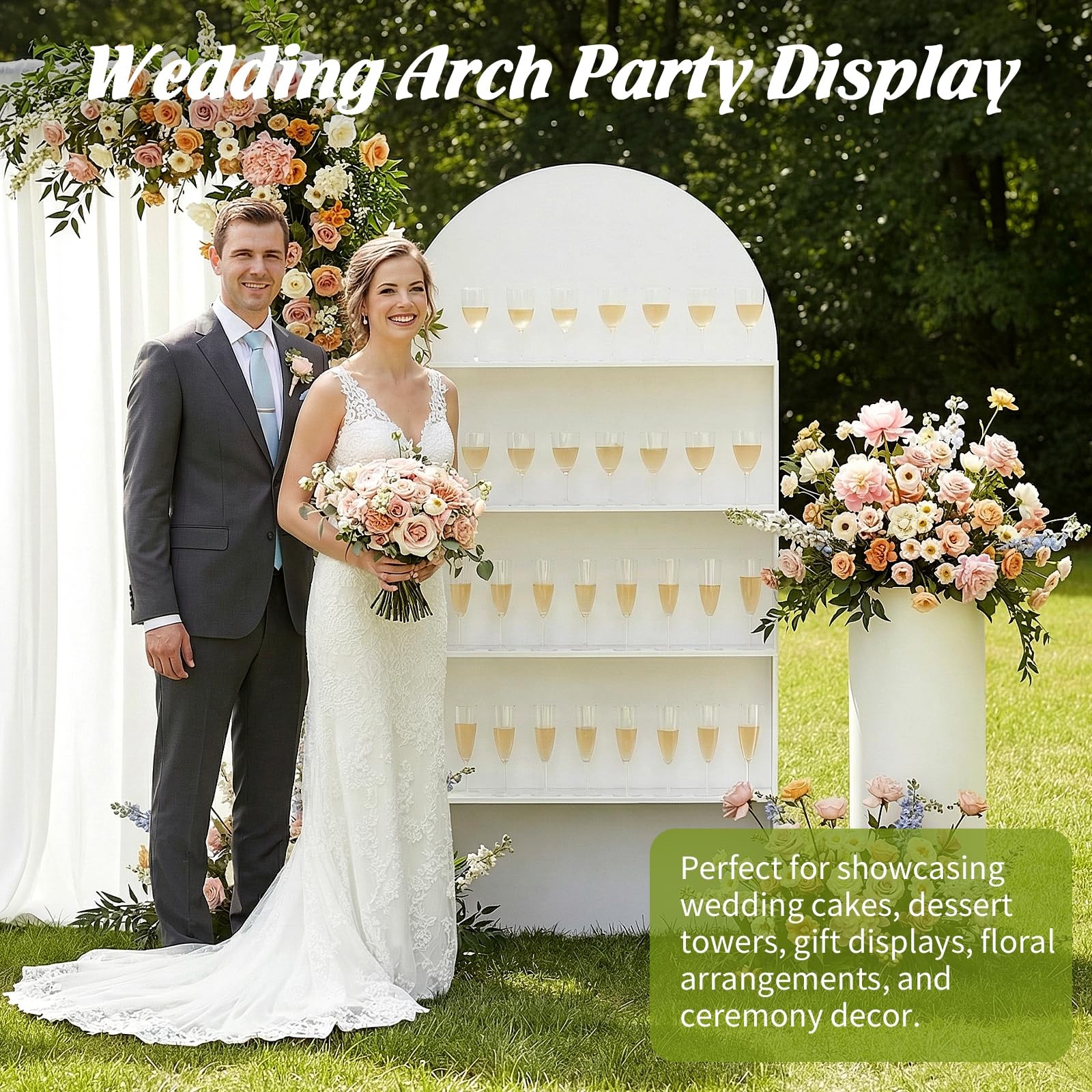 Sicrifety 5.9 ft 4-Tier Champagne Wall 70 x 35.43 x 24.6 inches, White
