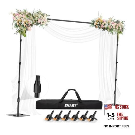 Backdrop Stand,(WxH) Adjustable Photo Background Stand with 10×8.5ft Black