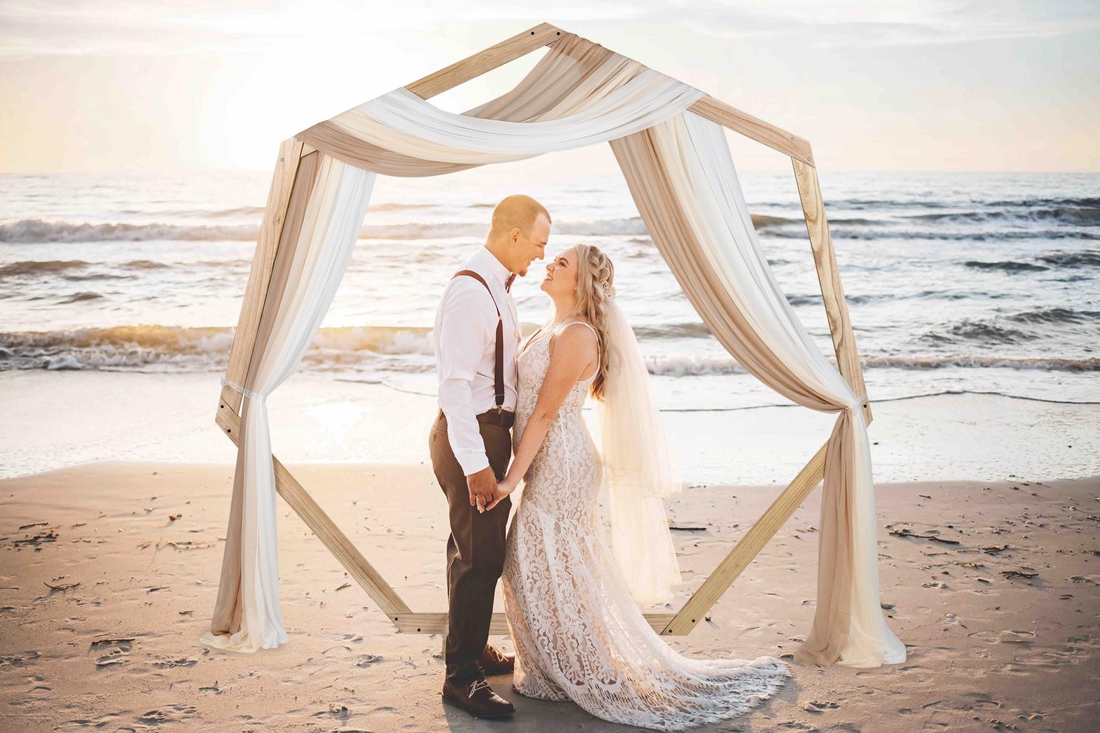 3 Panels Wedding Arch Draping Fabric, 30″ x 20ft Mixed Color Chiffon Fabric D…