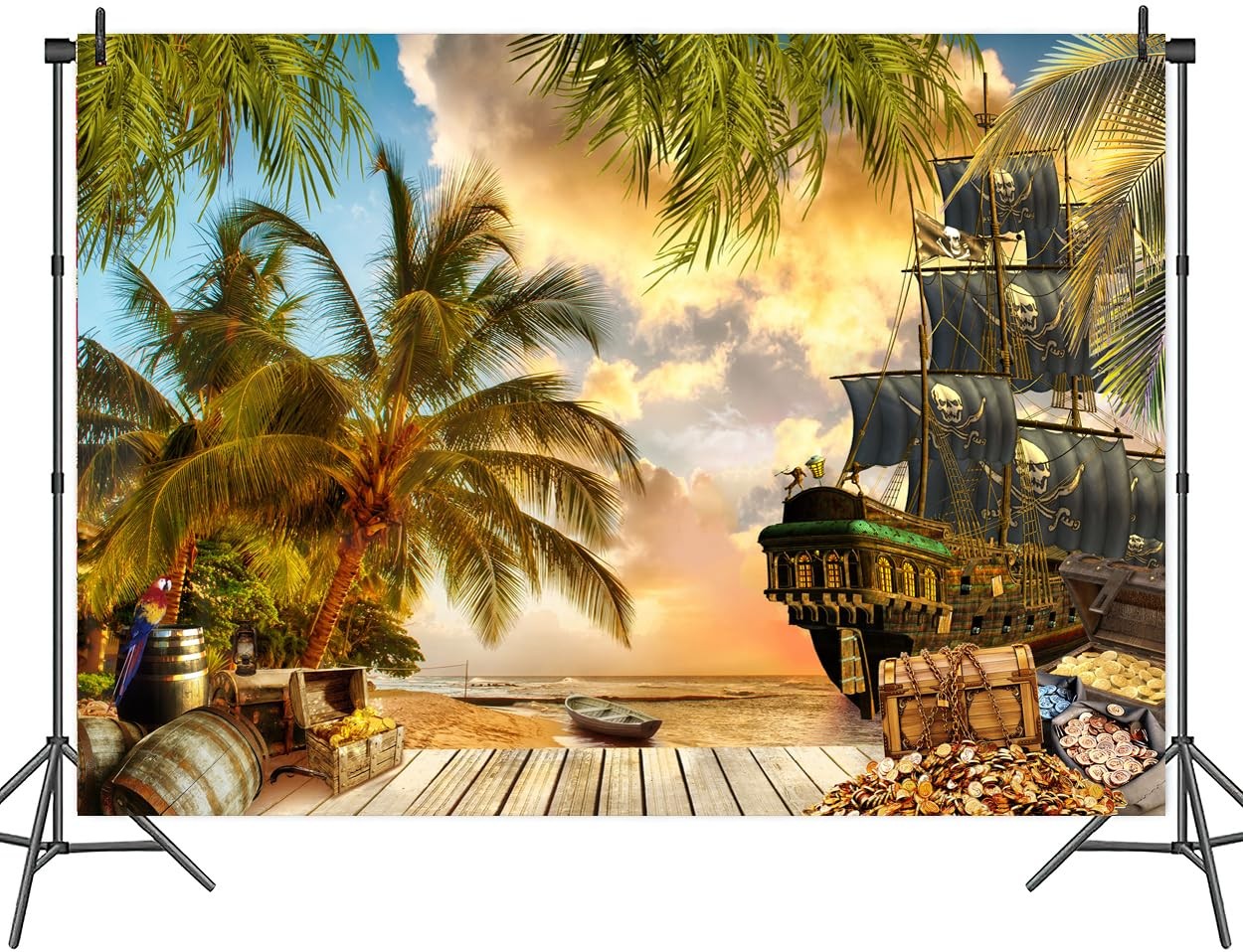10X8ft Pirate Theme Photo Backdrop Photography Background, 10X8FT, Green-01