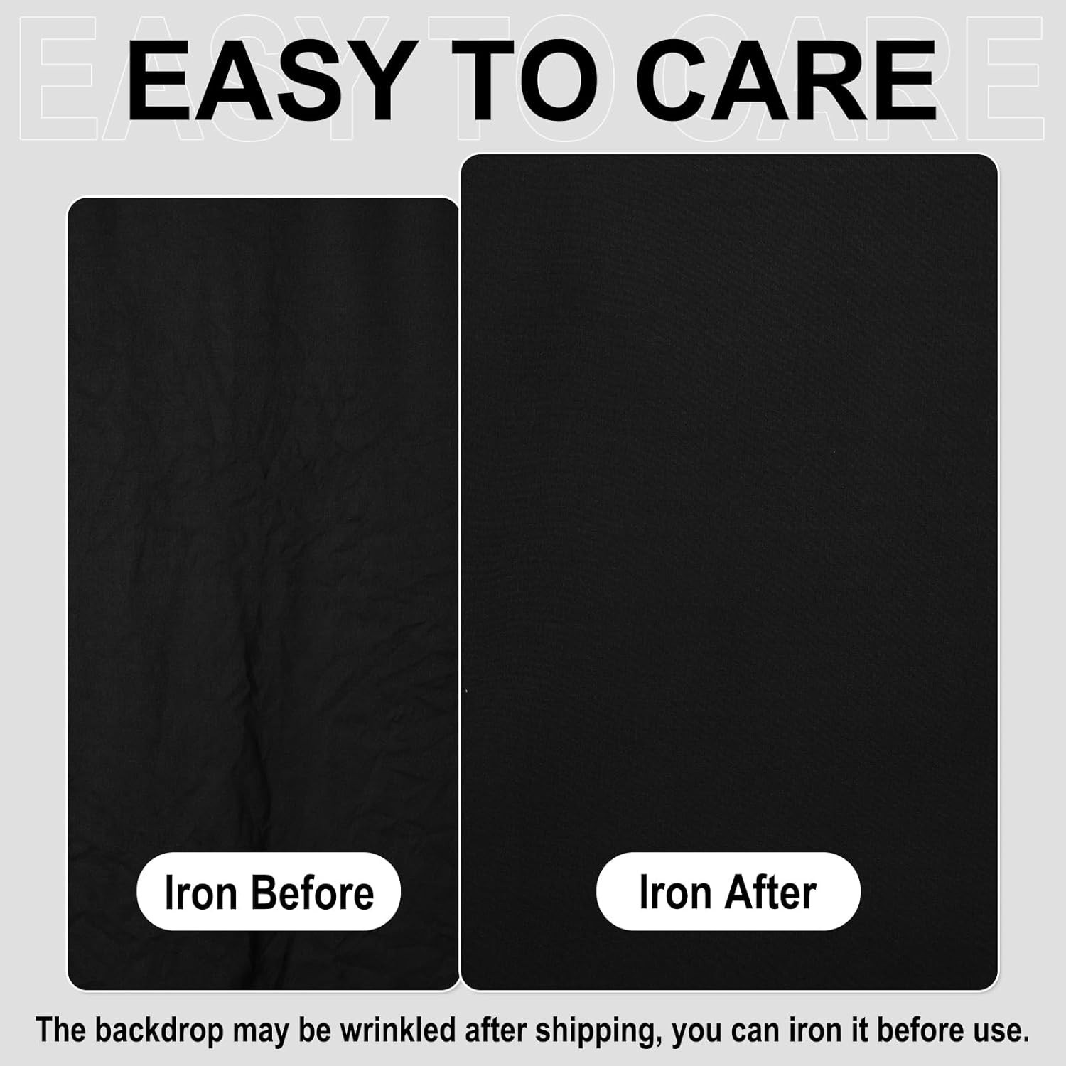 Lightweight 10FT x 20FT Black Photography Backdrop – Water Resistant & Washable