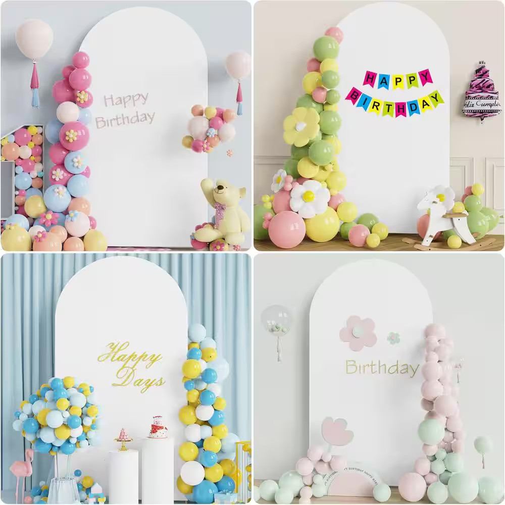 86.4 In. X 48 In. Metal Arch Backdrop Arbor with Arch Stand Cover for Birthday P