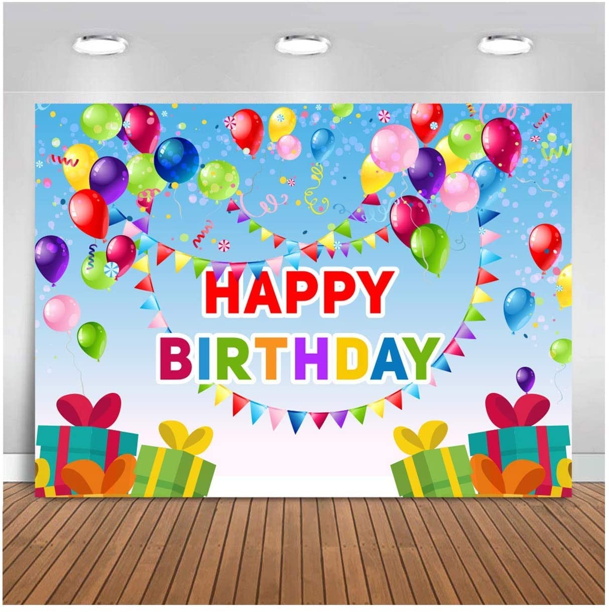 Colorful Happy Birthday Theme Photography Backdrop 5×3 feets, multicolor