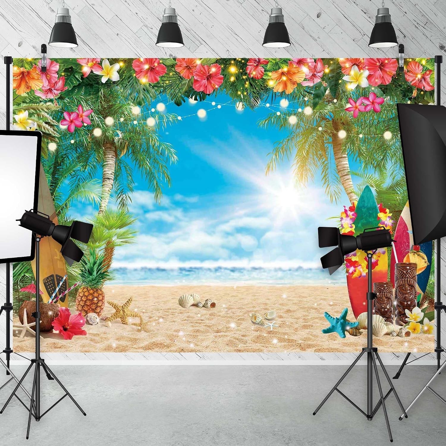 Durable 7x5FT Tropical Photography Background for Memorable Summer Events