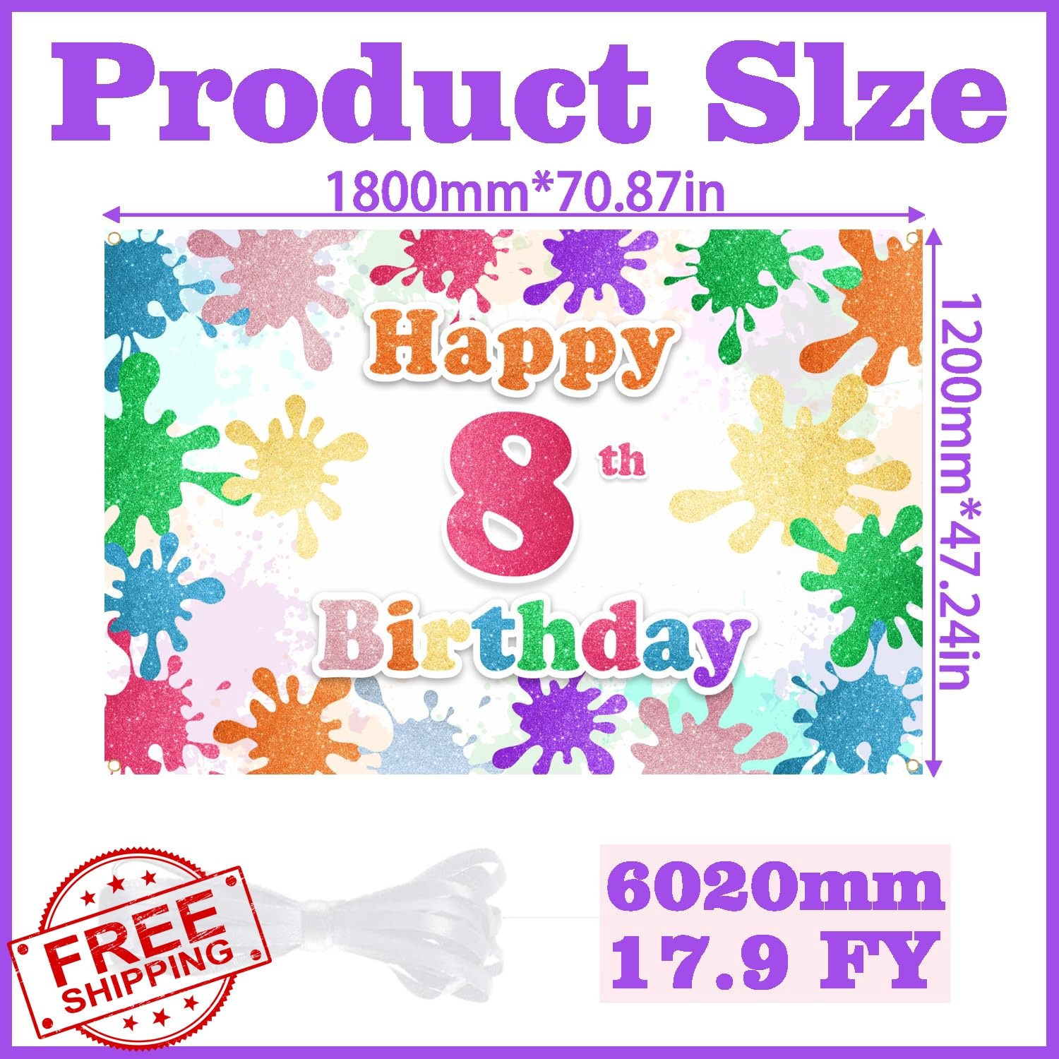 BECKTEN 8th Birthday Backdrop Paint Splash Graffiti Decor