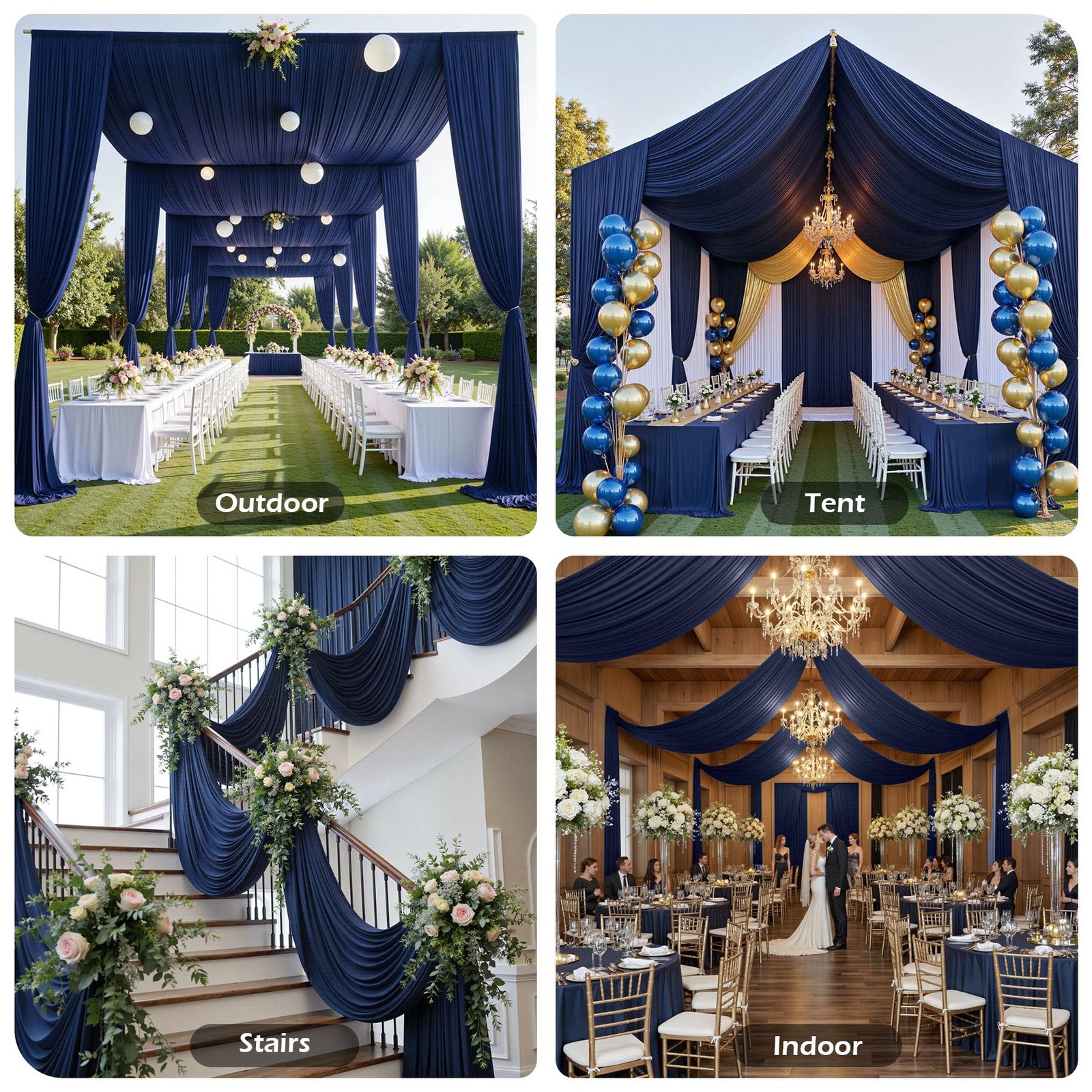 10 Panels 5ft(W) x 20ft(H) Navy Blue 60″W x 240″L (Pack of 10),
