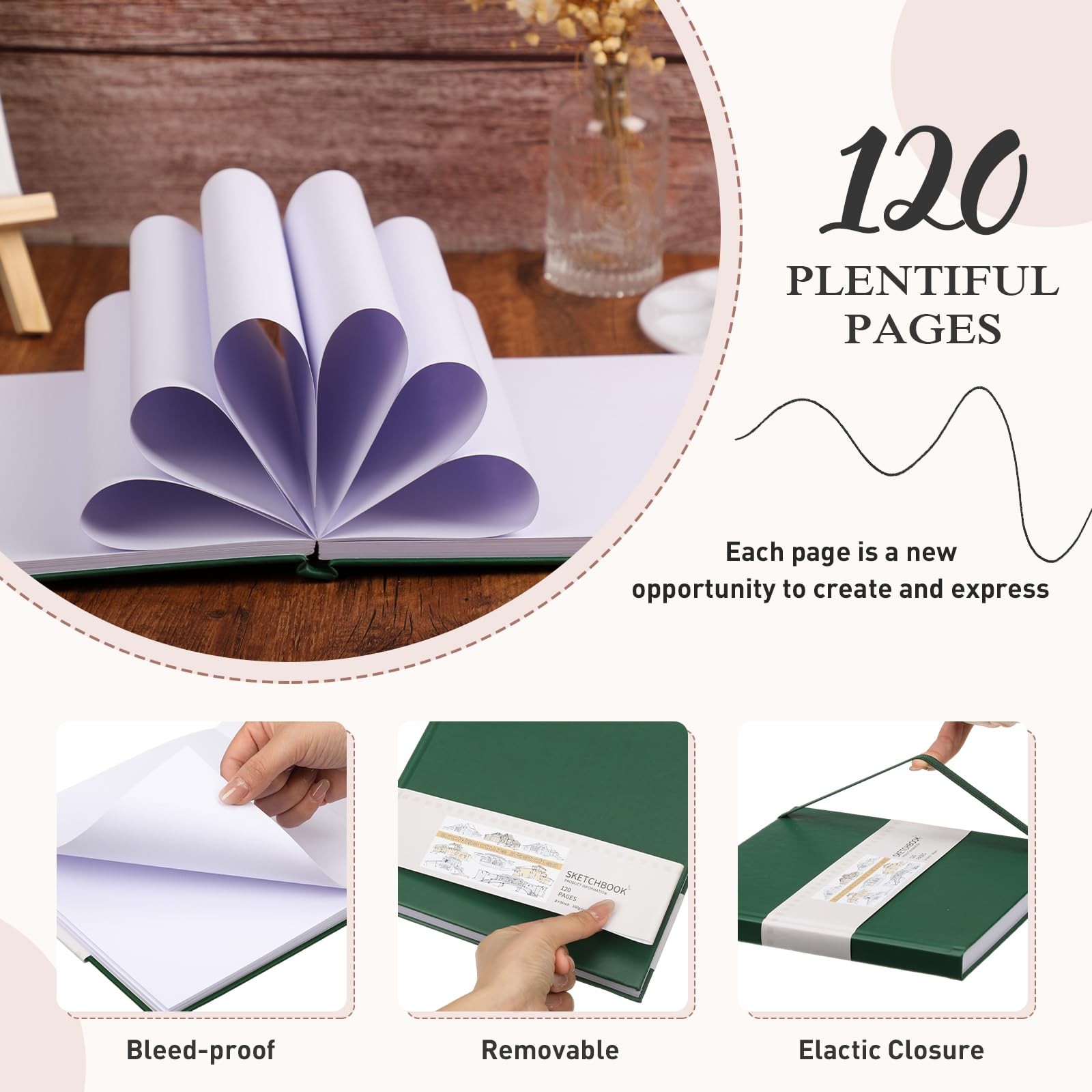 Moinchore Back to School Gifts Square Sketchbook 8 x 8 Inch Hardcover Art Sketch