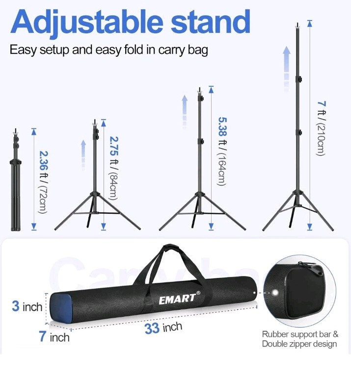 New Emart Backdrop Stand 10x7ft(WxH) Photo Studio Adjustable Background Stand