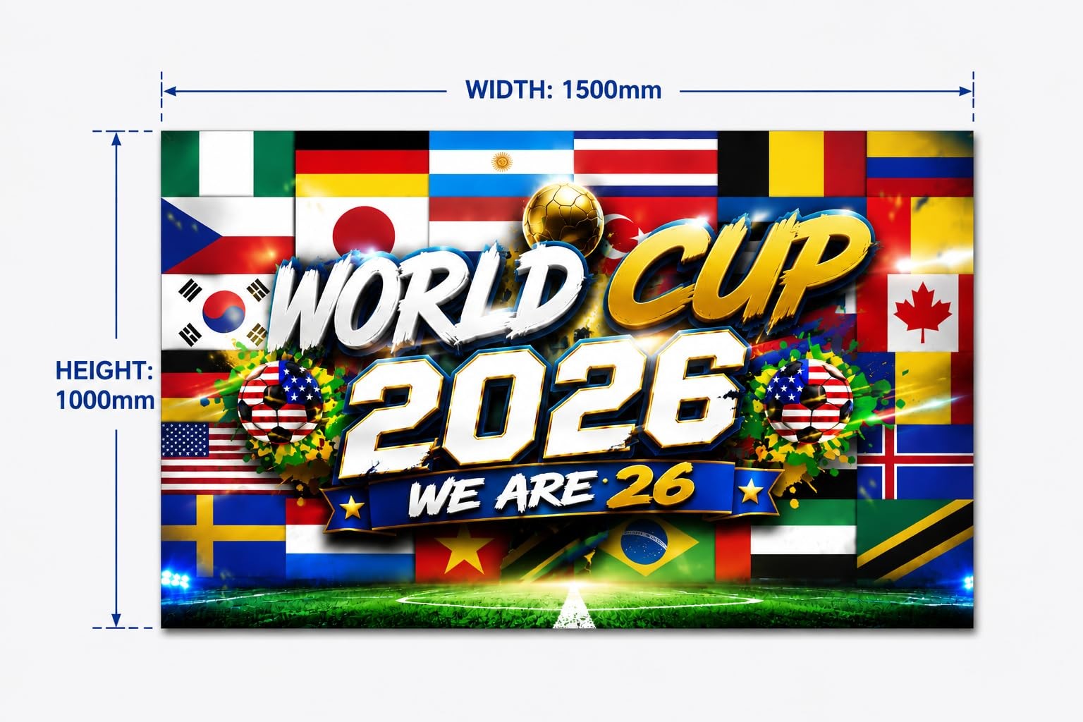 2026 World Football Cup 71×43 Inch Backdrop, Extra Large Soccer Festival Back…