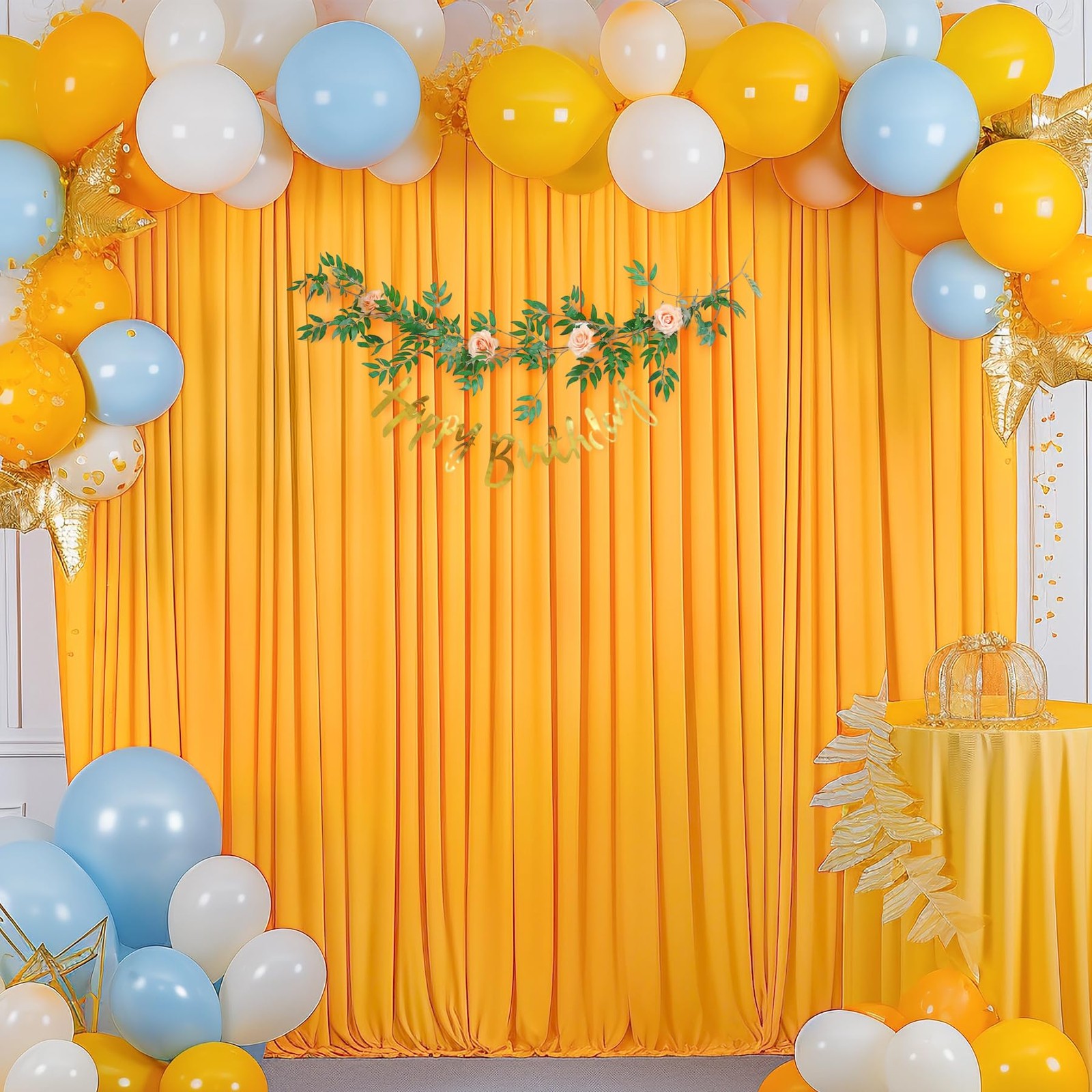 10×10 FT Marigold Backdrop Curtain Orange Photography Drapes 2 Panels Party