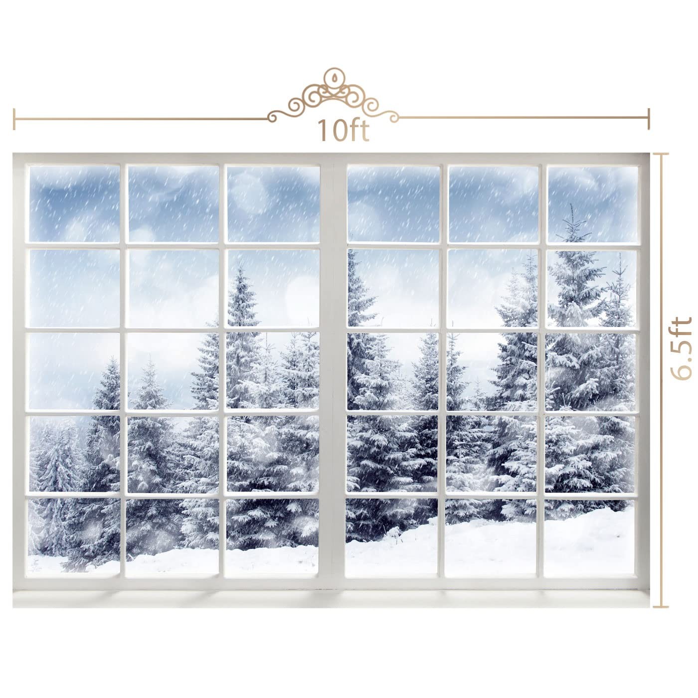 10×6.5ft Winter Forest Window Backdrop, Christmas Photography Props, Wonderland