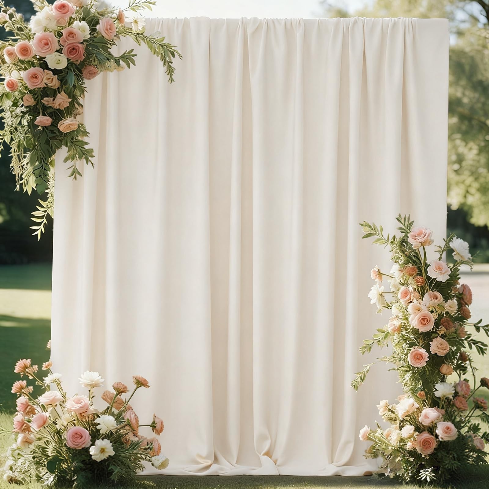 2 Panels 5x7FT Ivory Backdrop Curtains WrinkleResistant Drapes Photography