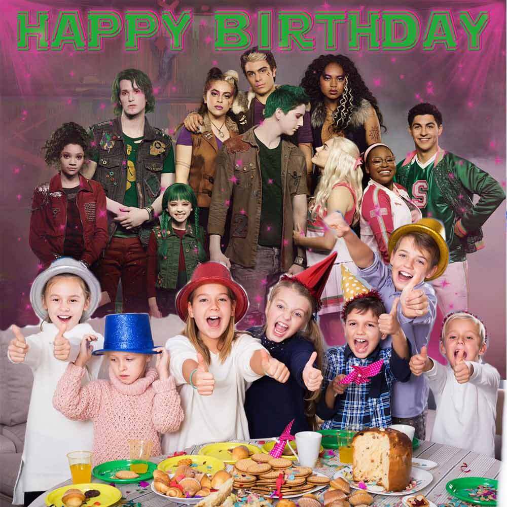 Disney Zombies Birthday Backdrop Banner Background Cartoon Party Supplies 7x5ft