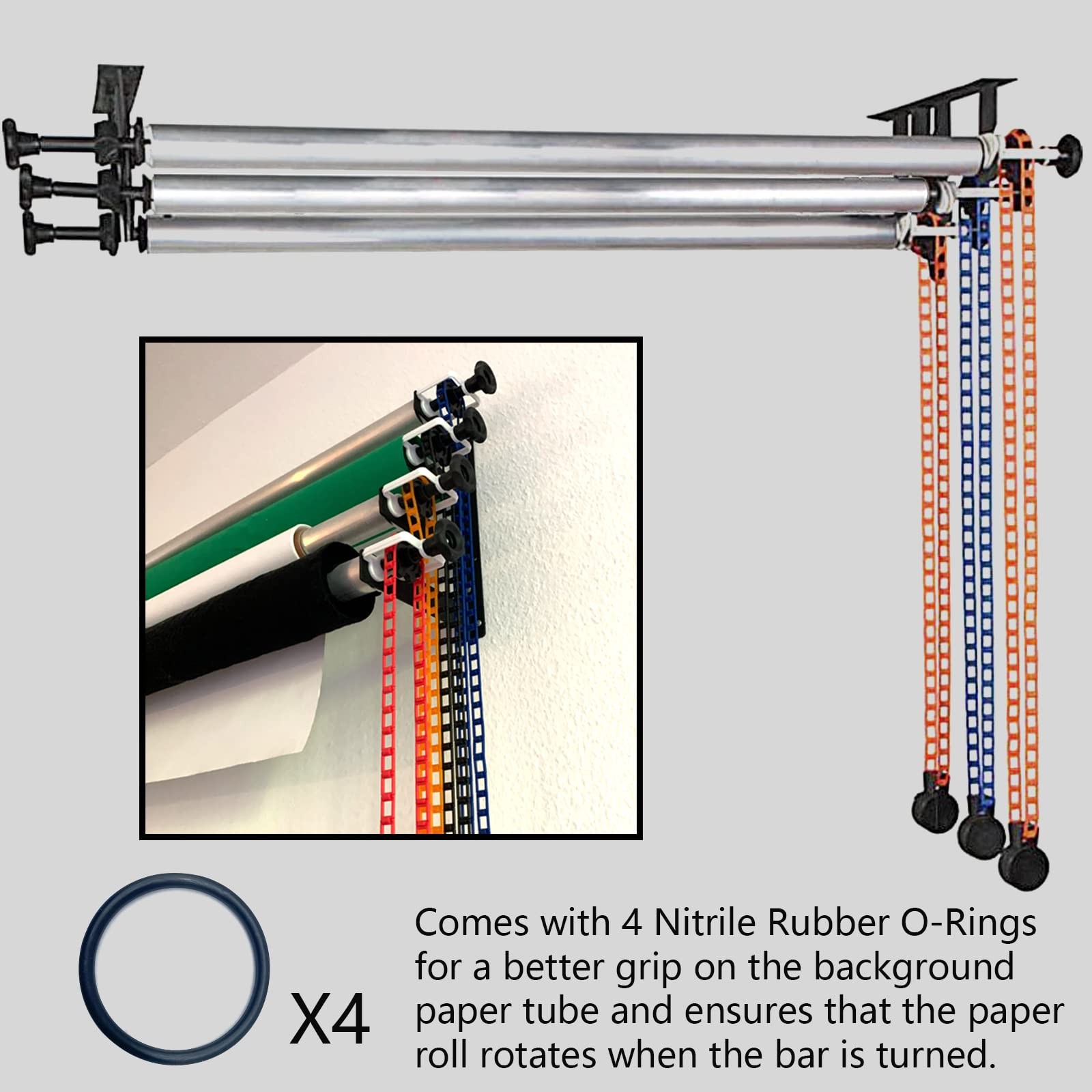 118″/3m Stainless Metal Tube Crossbar for Studio Backdrop Wall Mount System -…