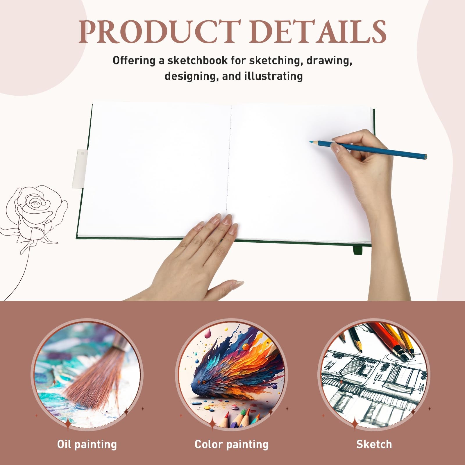 Moinchore Back to School Gifts Square Sketchbook 8 x 8 Inch Hardcover Art Sketch