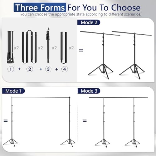 3-in-1 Backdrop Stand Kit 10×8.5 ft for Photography Studio, T 10×8.5ft Black