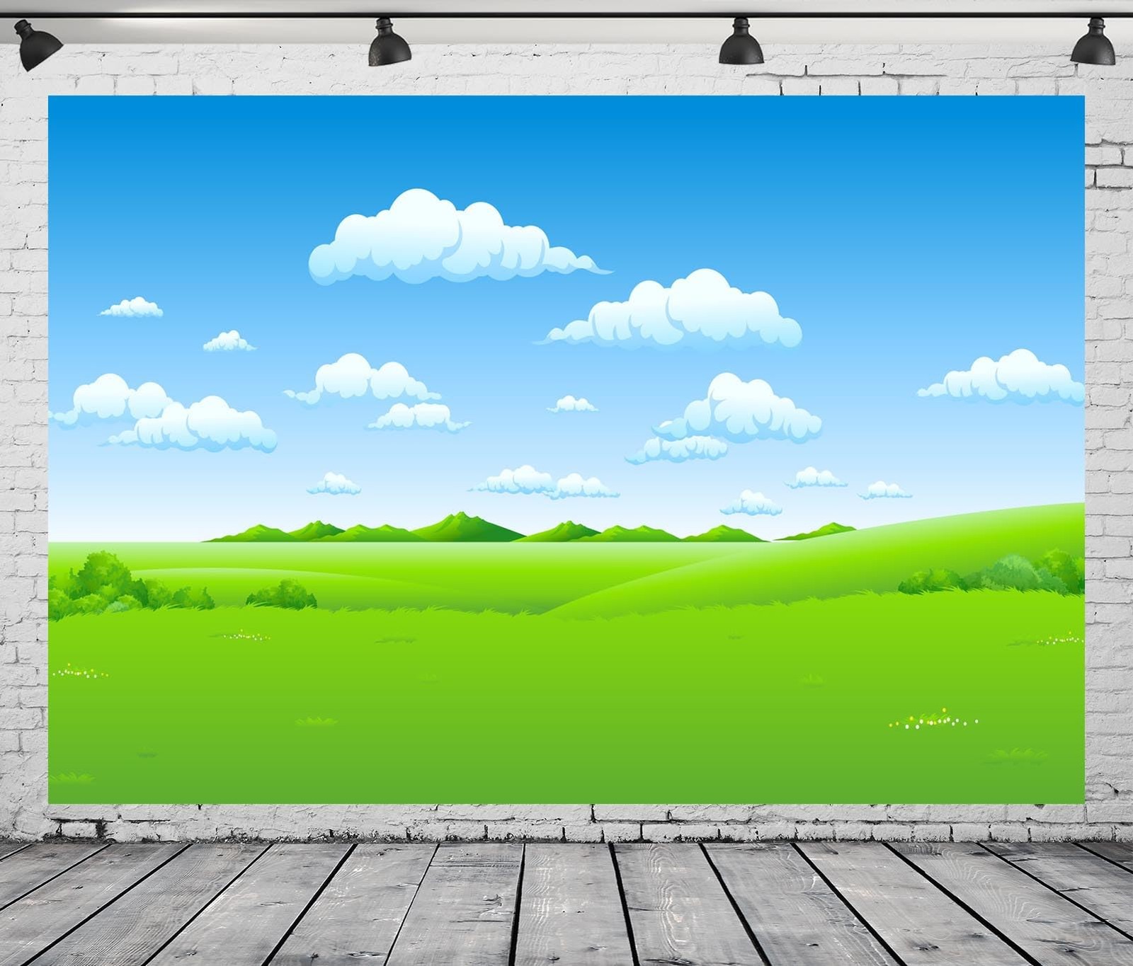 Loccor 20x10ft Fabric Spring Grassland Backdrop Cartoon 20x10FT, N1-a50864
