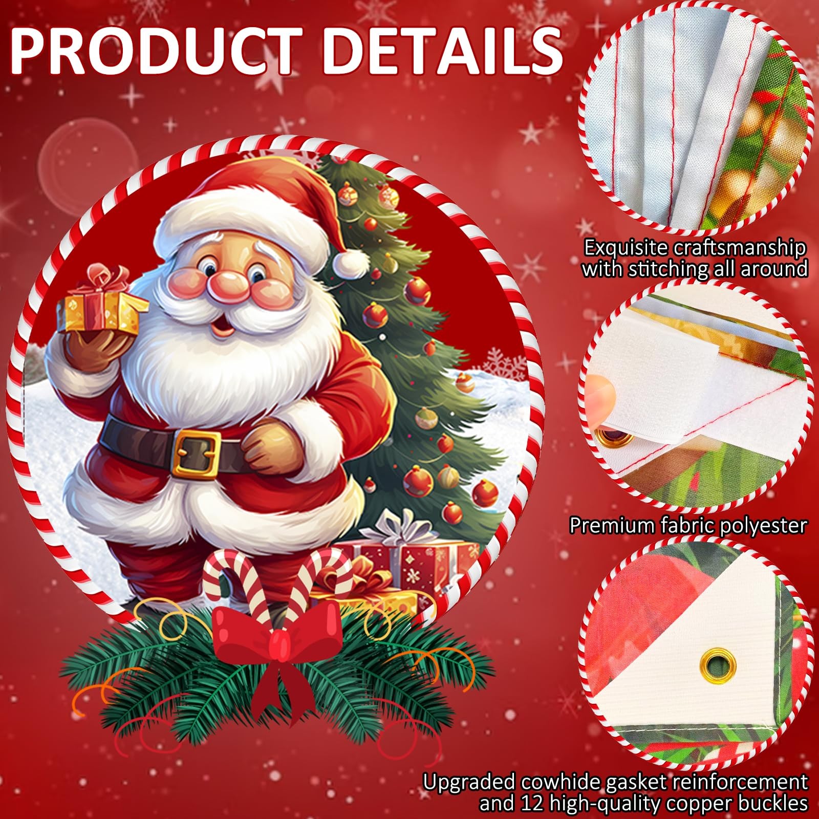 Merry Christmas Garage Door Cover, Large Hanging Backdrop 7 ft x 16 ft, Red