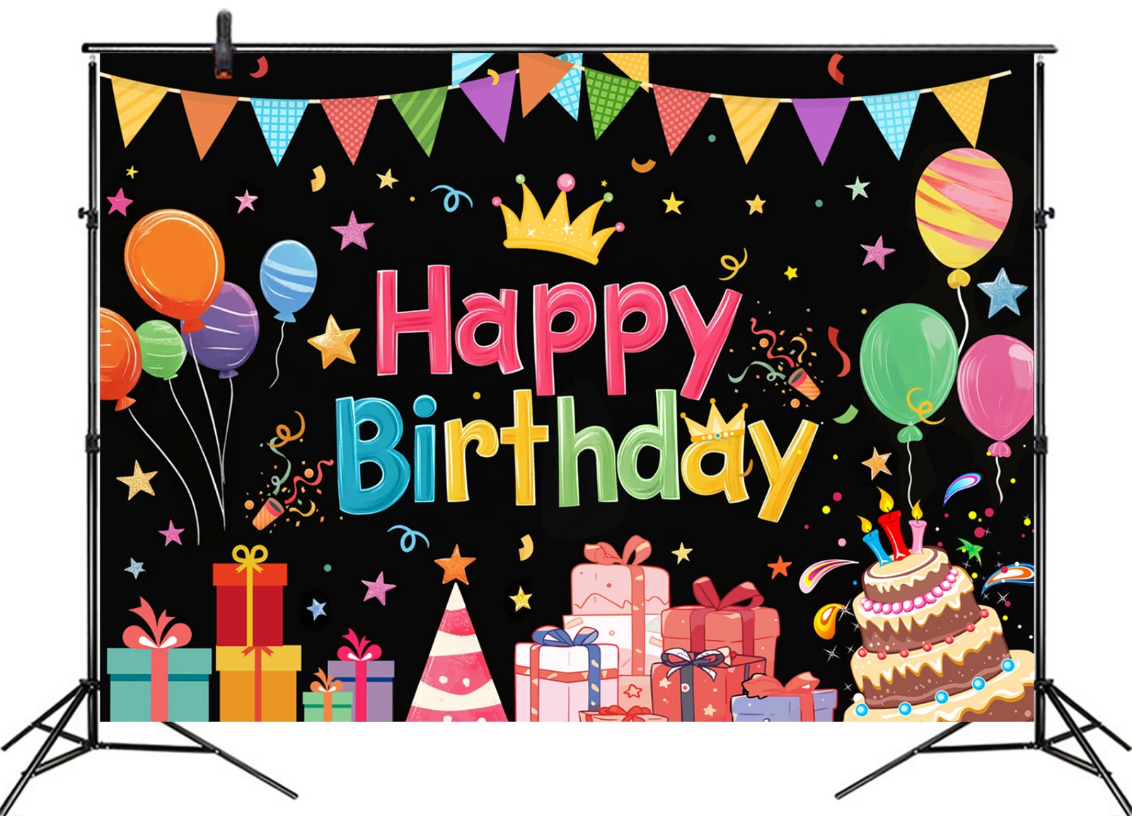10x8ft Colorful Cartoon Balloon Happy Birthday Vinyl Backdrop Photo Background