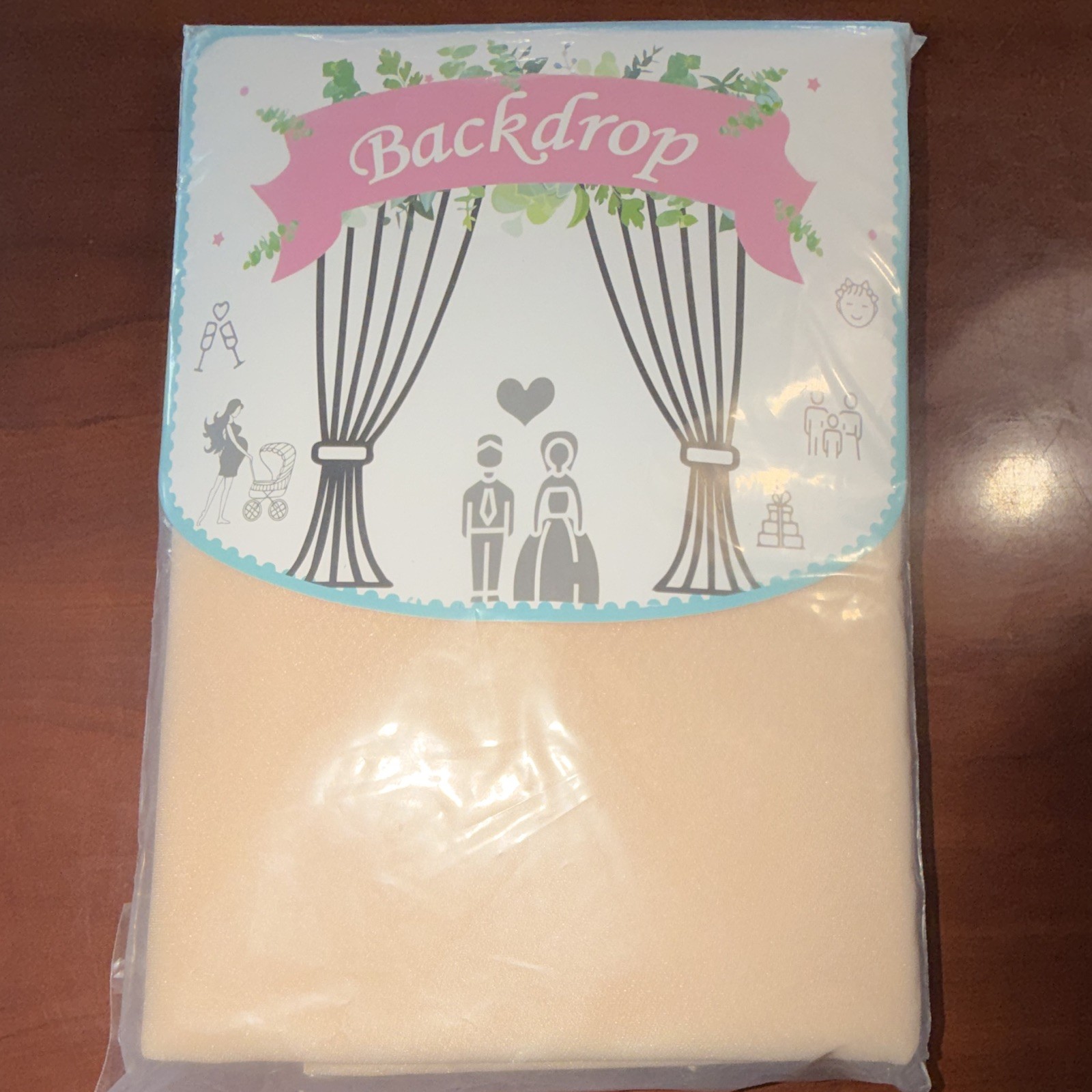 Wedding Beige Tulle Backdrop/Background 100x180cm Nylon/Polyester