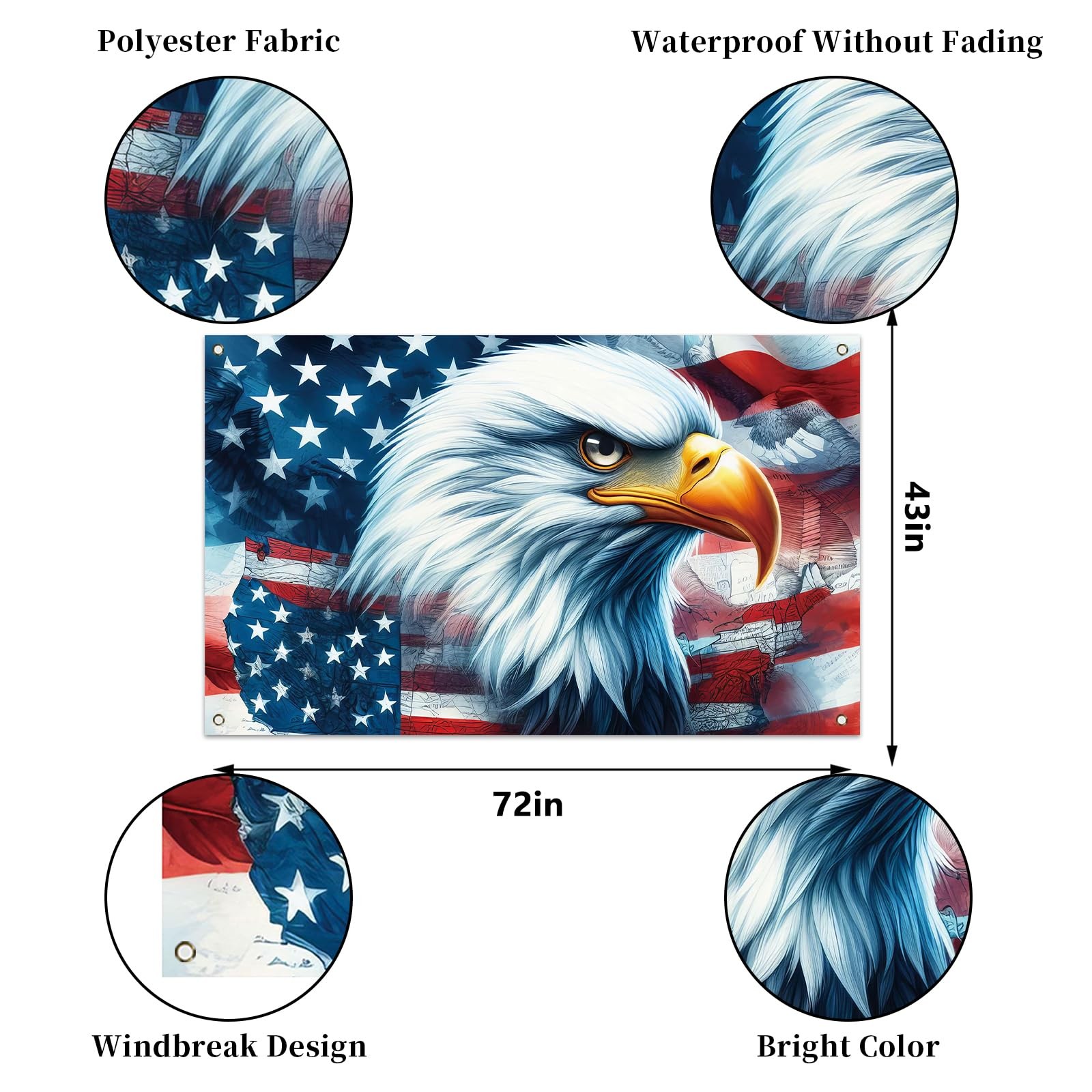 American Bald Eagle Flag Photo Backdrop Patriotic Banner 4th of July Memorial…