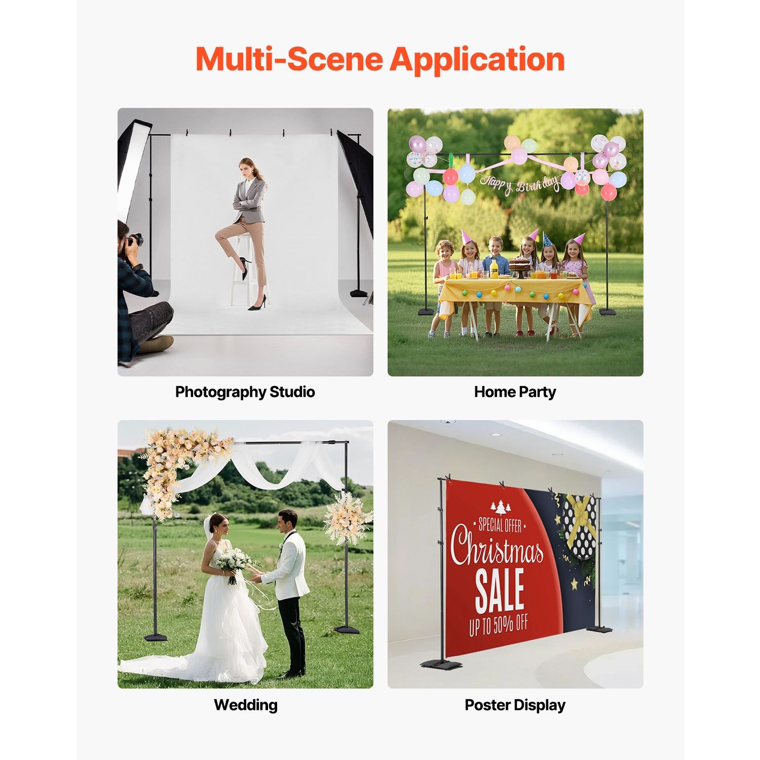 Backdrop Stand, 8.5 x 10 ft Adjustable Photo Backdrop Stand Kit