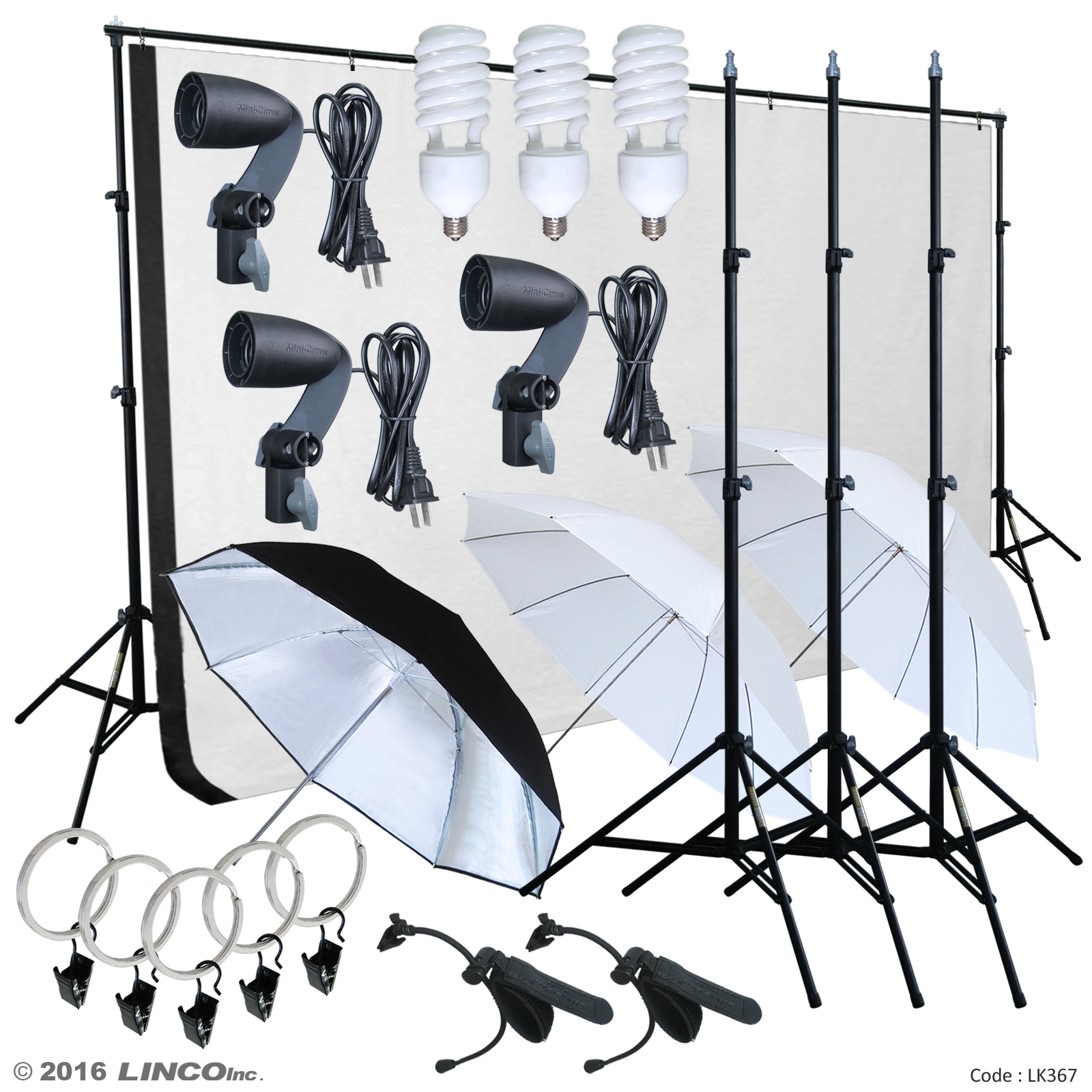 Photo Studio Lighting Photography Backdrop stand Muslin Light Kit LK367