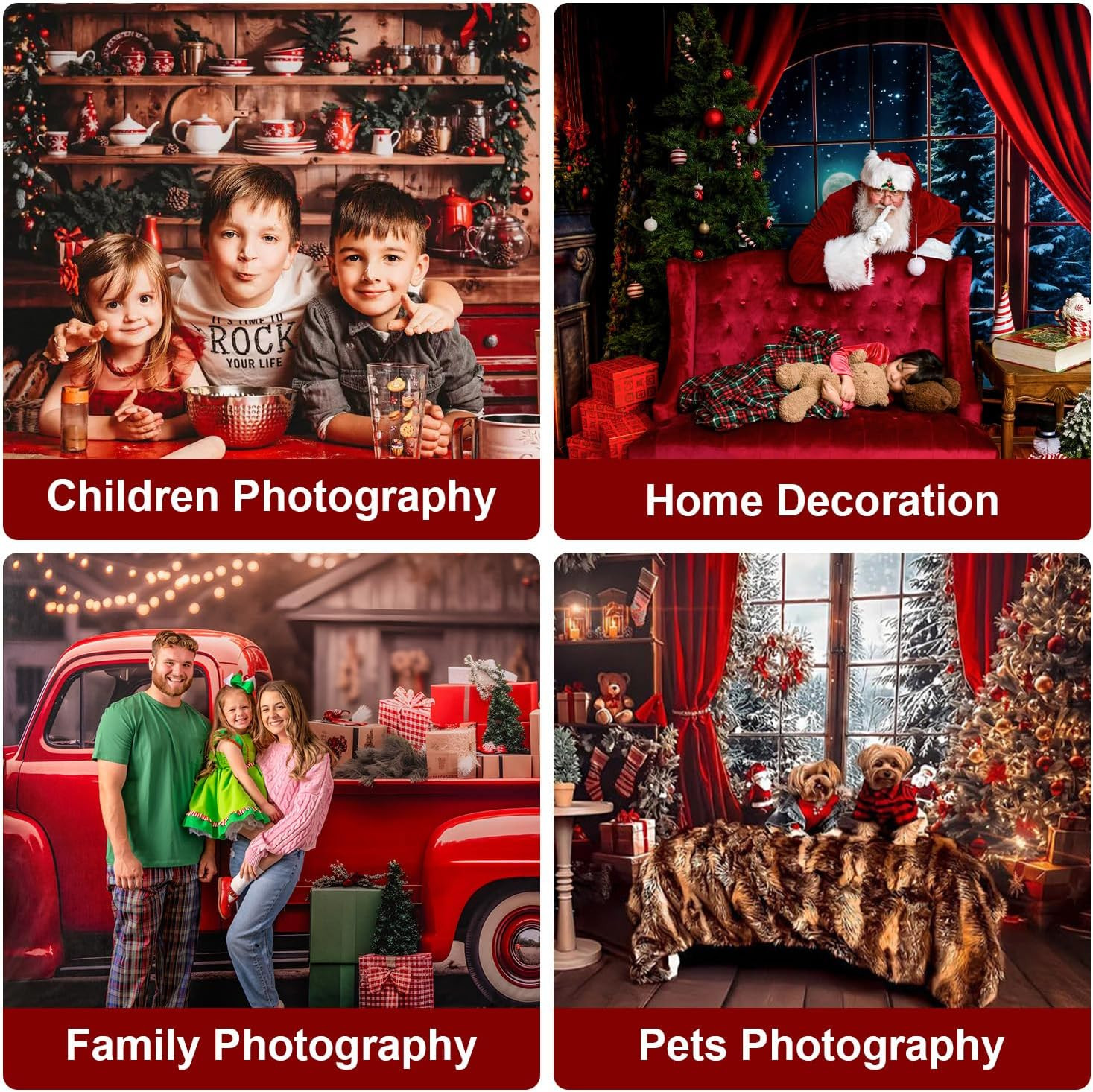 8X8Ft/2.5X2.5M Christmas Backdrop Kitchen Rustic Style Photo Background Photogra