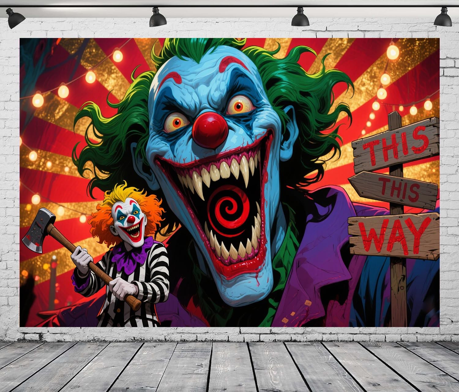 Evil Clown Backdrop Horror Circus Background Halloween Birthday Party 7×5 FT