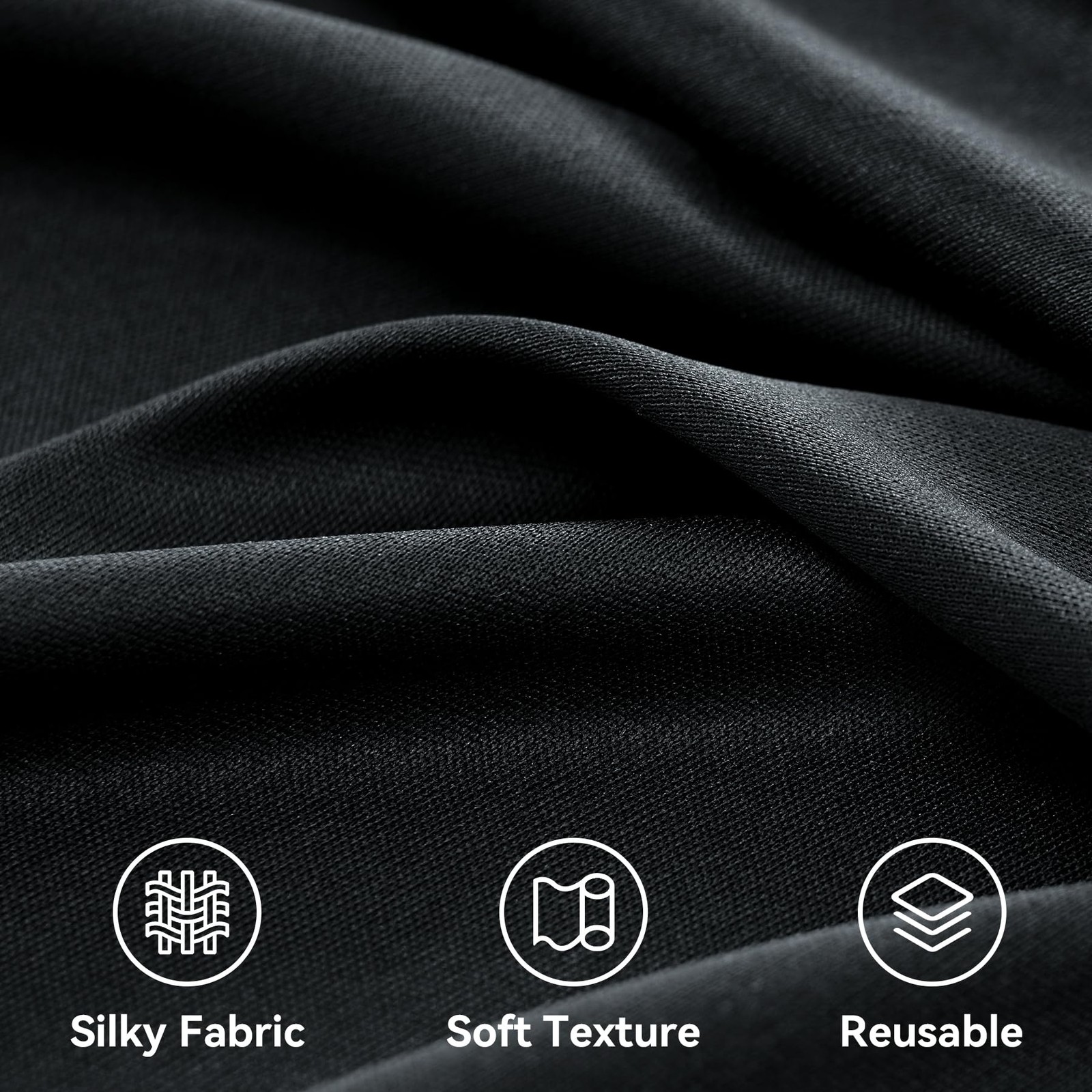 10x14ft Black Wrinkle Free Polyester Backdrop Curtain 2 Panels Drapes