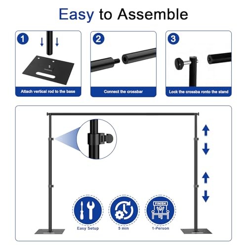 Backdrop Stand, Adjustable Photography Background Frame, Heavy Duty 8.5x10ft
