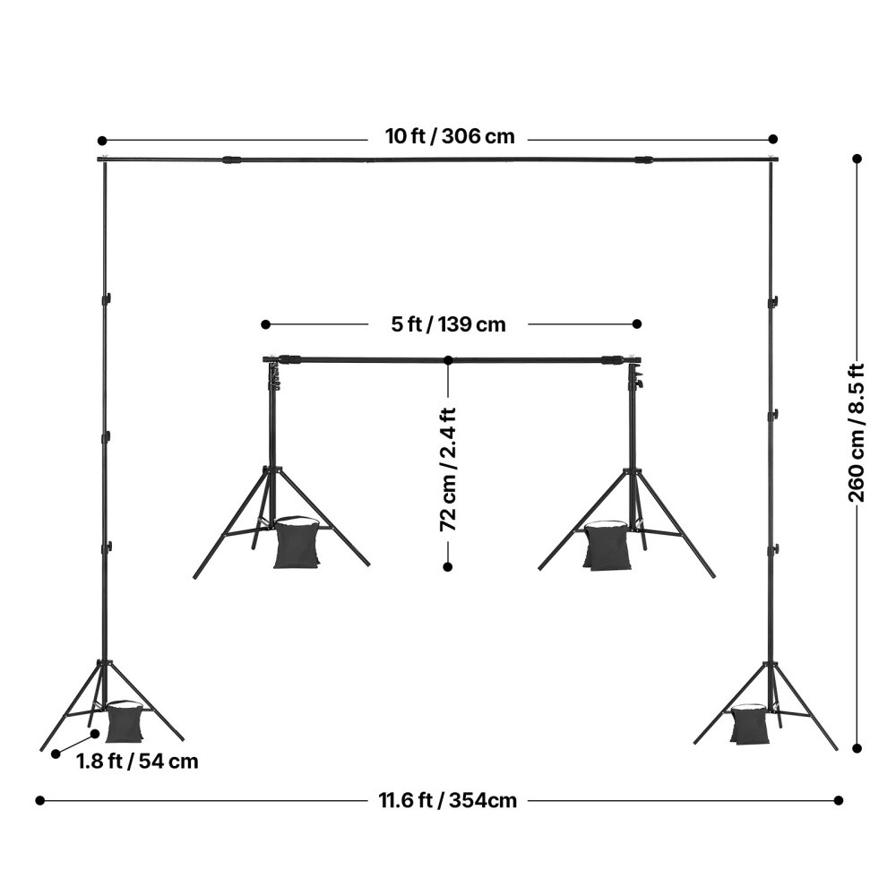 Portable Backdrop Stand 8.5 x 10 ft Adjustable Photo Background Tripod for Party