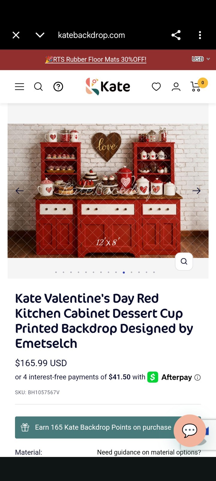 Kate Valentine’s Baking Photography/ Live/ Holiday Backdrop Microfiber 69″X96″