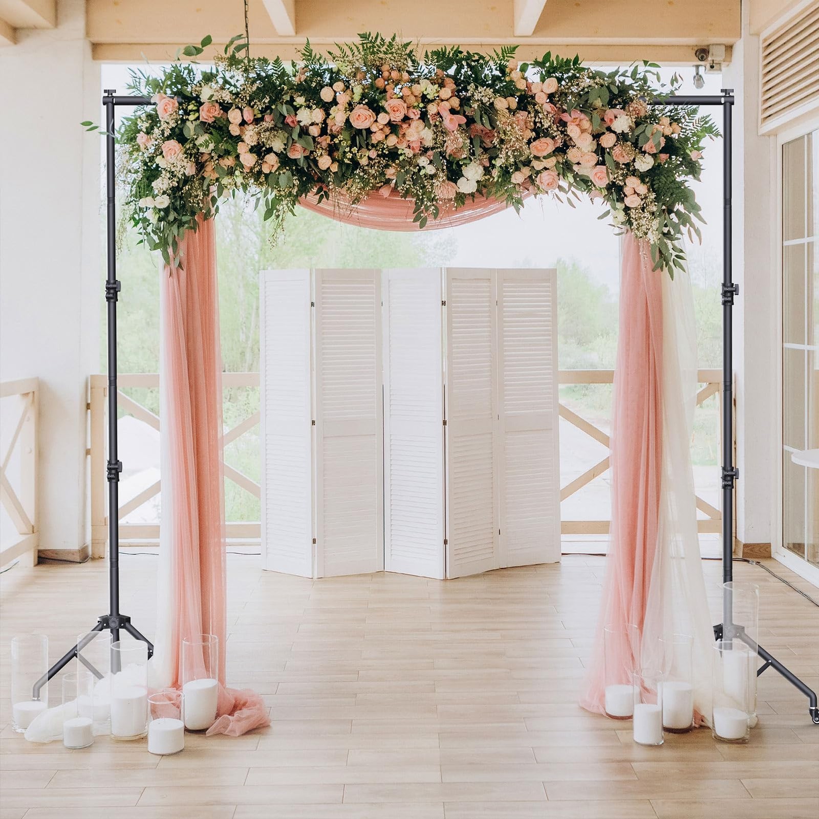 Backdrop Stand with Wheels 10×7.5Ft (WxH), Photo Backdrop Stand Easy to Move,…